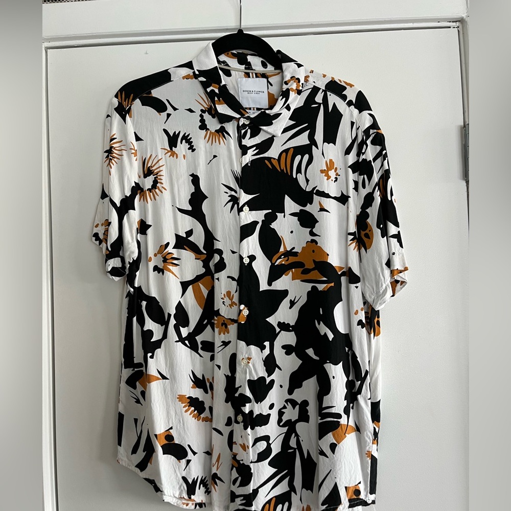 printed camp collar button down